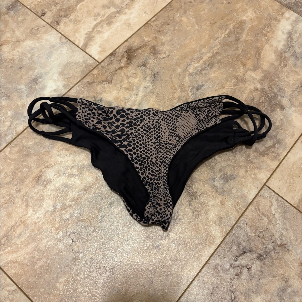Acacia Swimwear Vintage Black La Rivera Bottoms Strappy Small - Picture 5 of 8